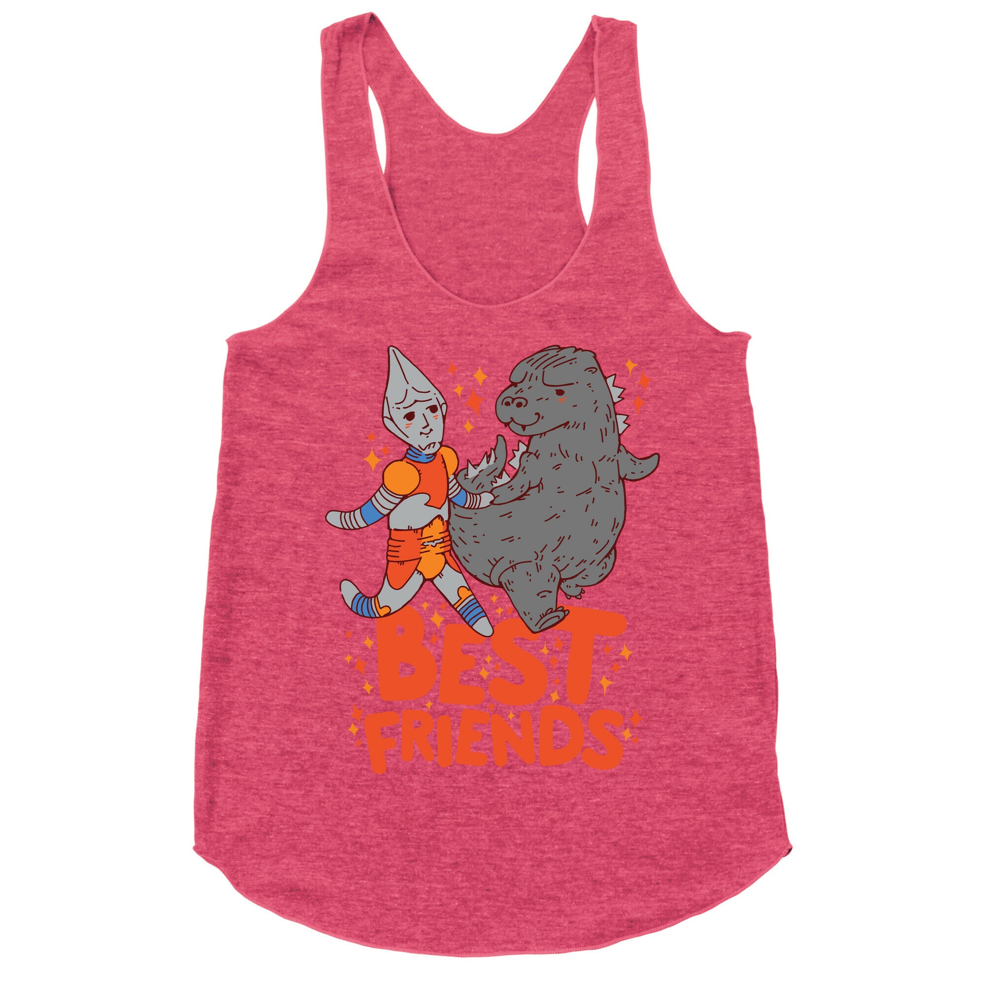 Best Friends Jet Jaguar & Godzilla Racerback Tank